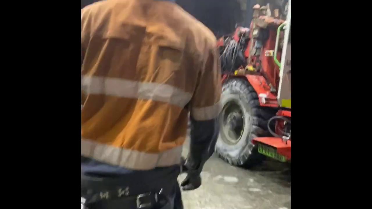 Sandvik Jumbo Drill Moving in service bay,For service