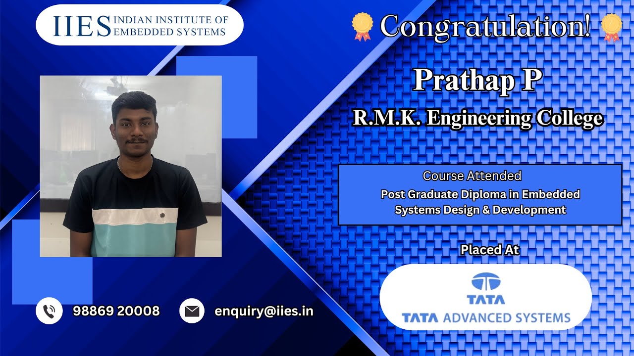 Best Embedded Systems Course in Bangalore with Placement &ndash; Prathap P | IIES Success Story