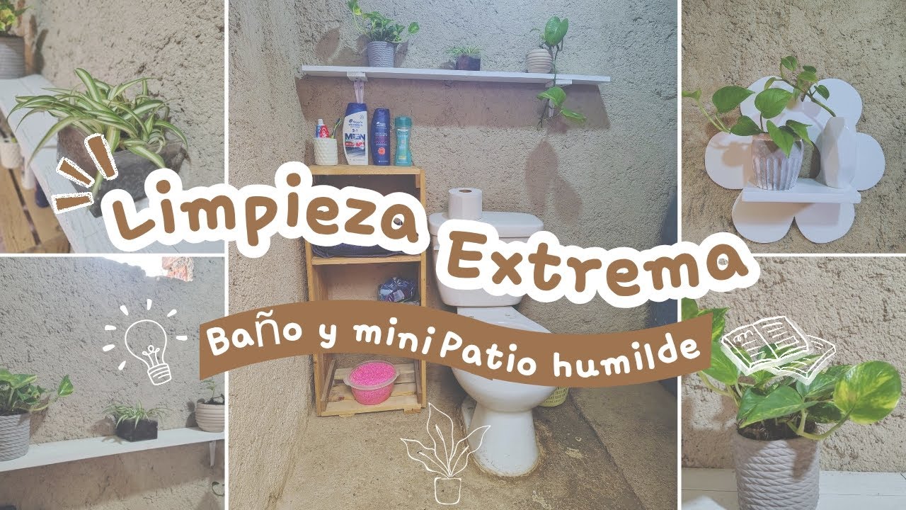 🫧🧽Limpieza extrema de baño y mini patio humilde 🧽🫧 #baño #patio #limpieza #hogar #plantas 