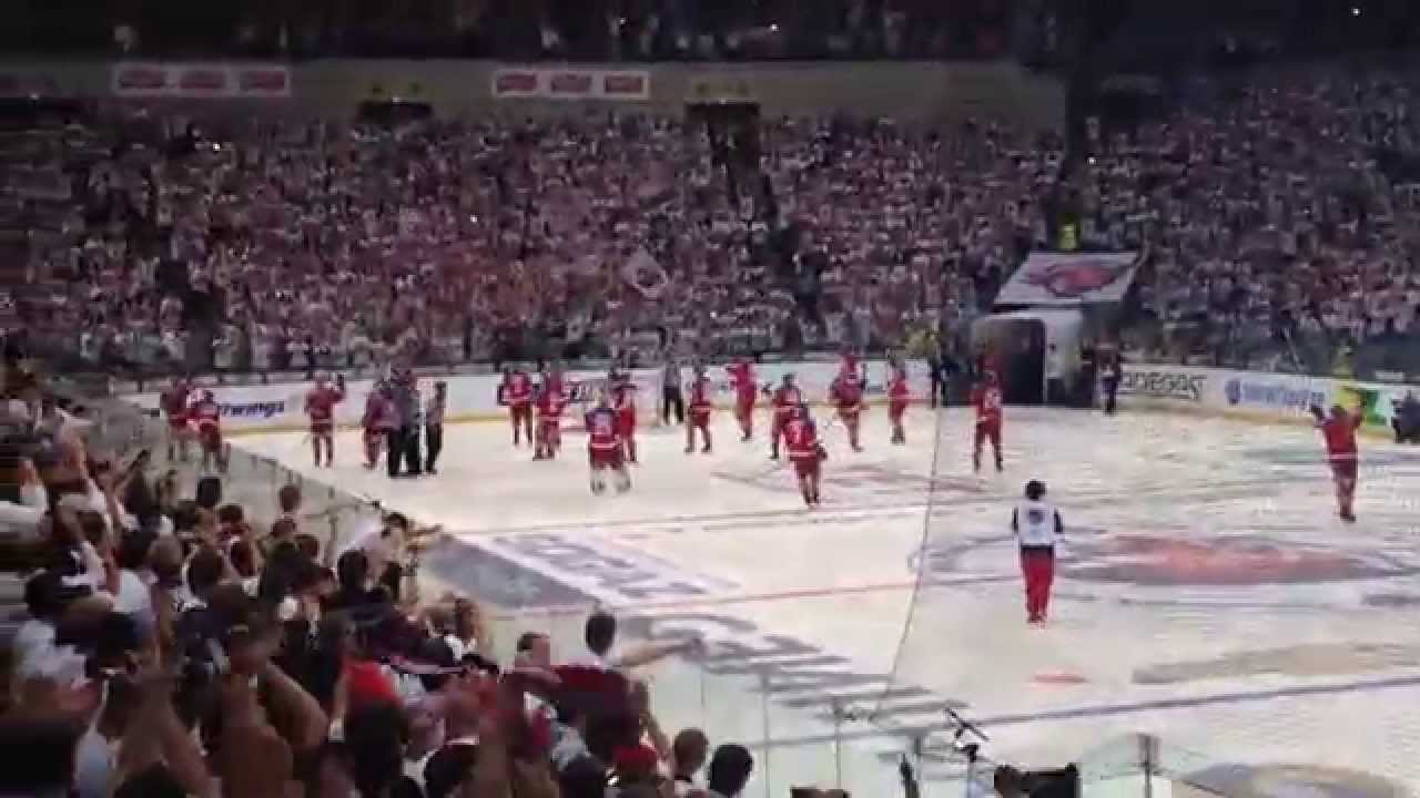KHL Final, Game 6 - HC Lev Praha 5:4p Metallurg Magnitogorsk - Gól Nathan Oystrick a děkovačka