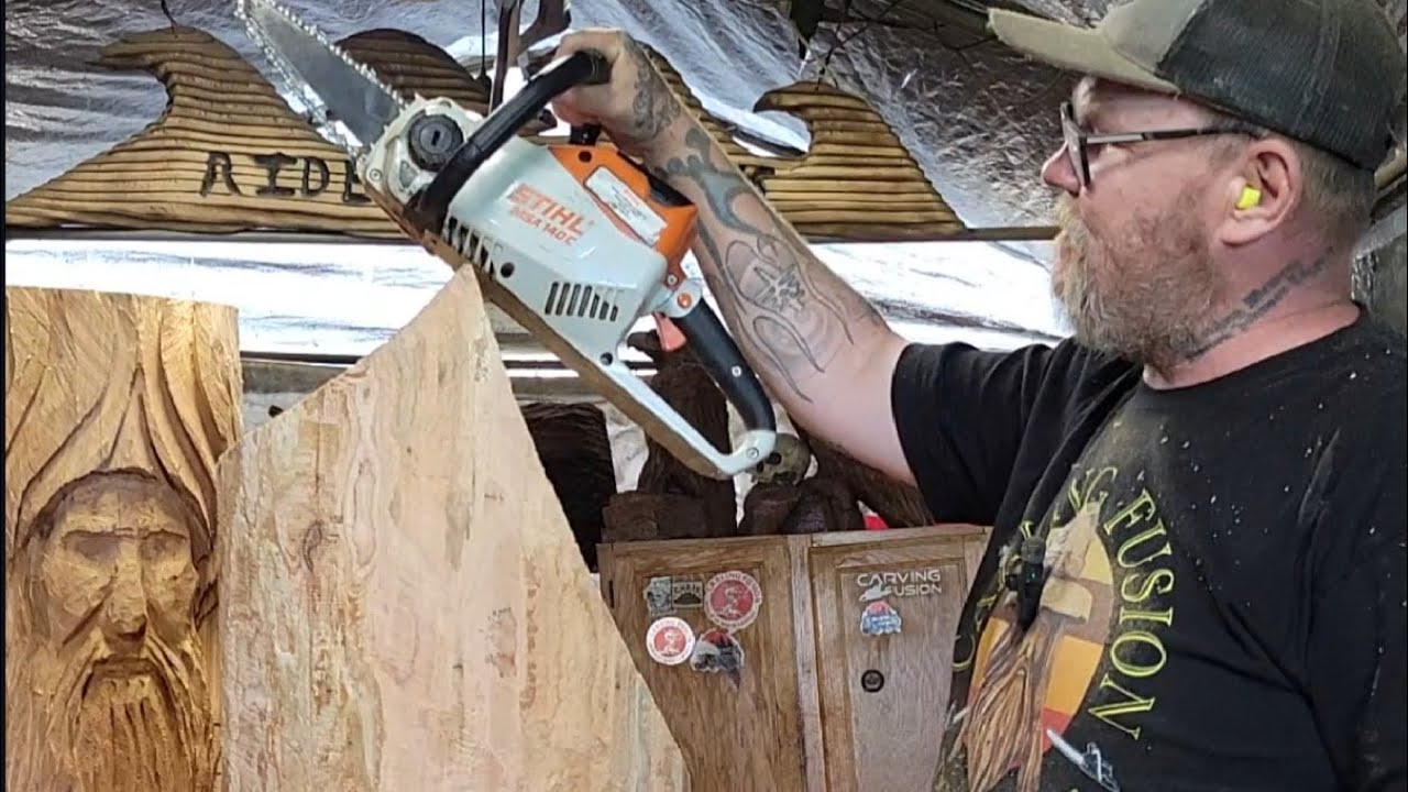 Chainsaw wood carving a whimsical fairy house part 1