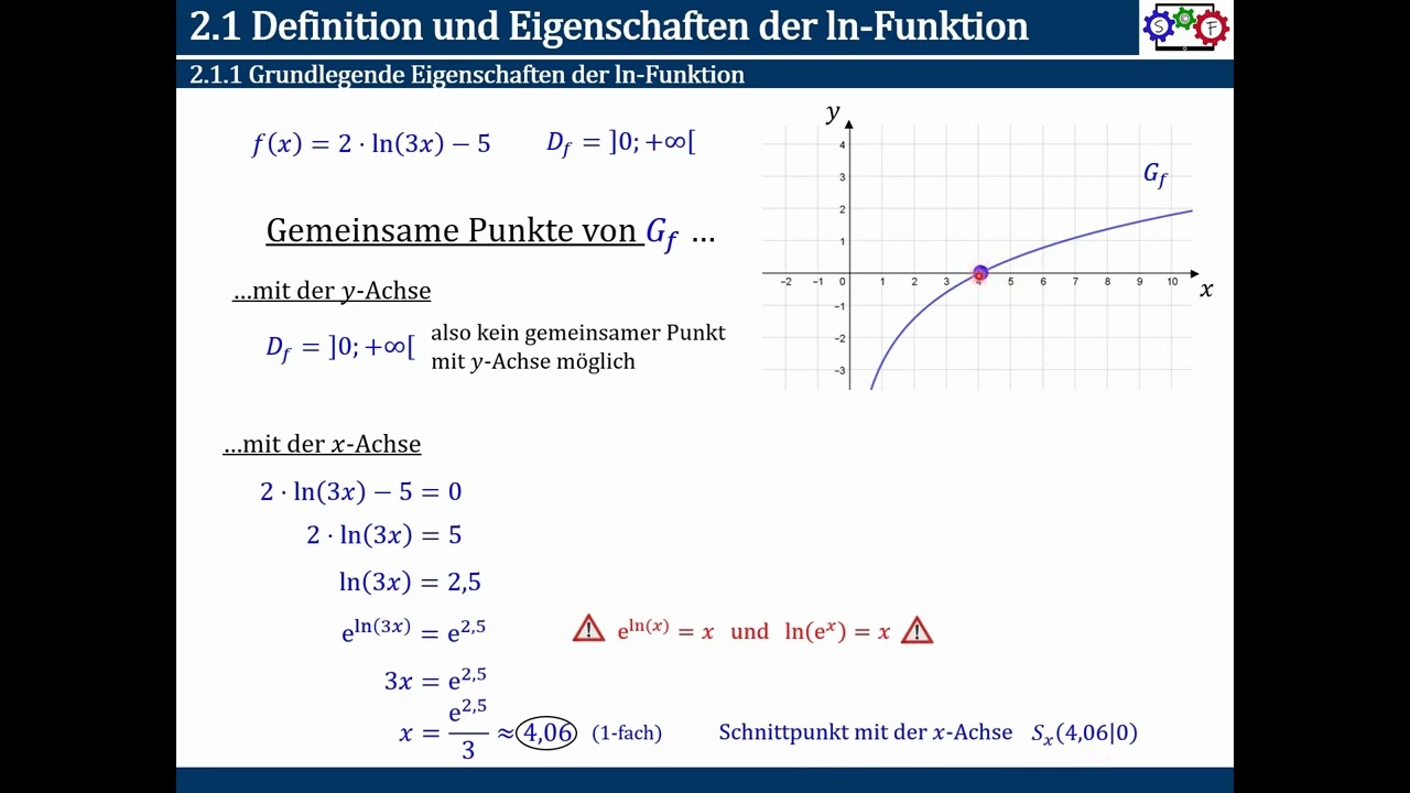 Exponential- und Logarithmusfunktionen - Kurvendiskussion