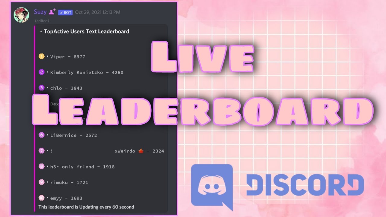 Discord Message Live Leaderboard with Suzy *free* and easy to set up 🌸: