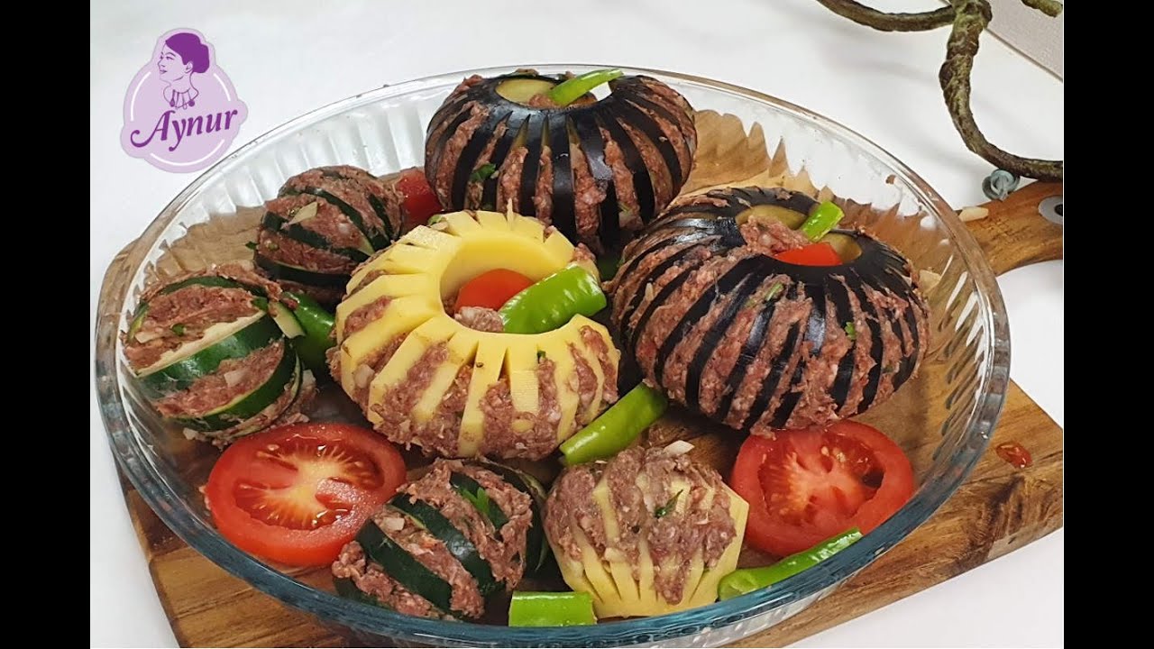 Hier kommt ein leckeres Hauptgericht aus dem Ofen I Auberginen und Kartoffel Kebab mit Frikadellen