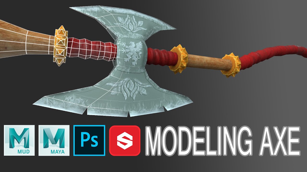 Modeling Detailed Axe in Maya and Mudbox. Video Game Ready Asset Workflow (High Poly to Low Poly)