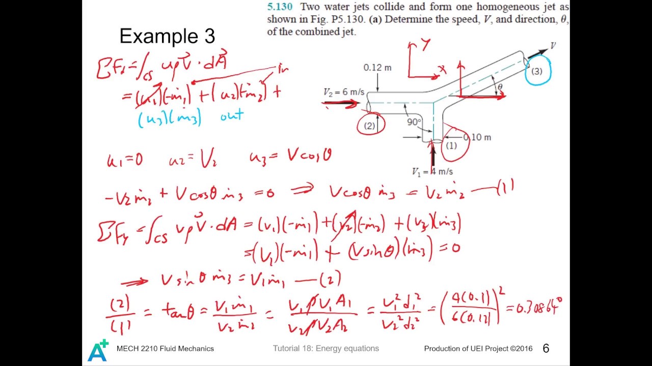 MECH 2210 Fluid Mechanics Tutorial 18 - Energy equations