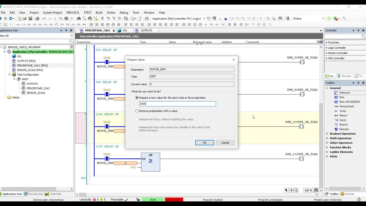 SCHNEIDER | PROJECT SIMULATION AND FORCE VALUES | ECOSTRUXURE MACHINE EXPERT
