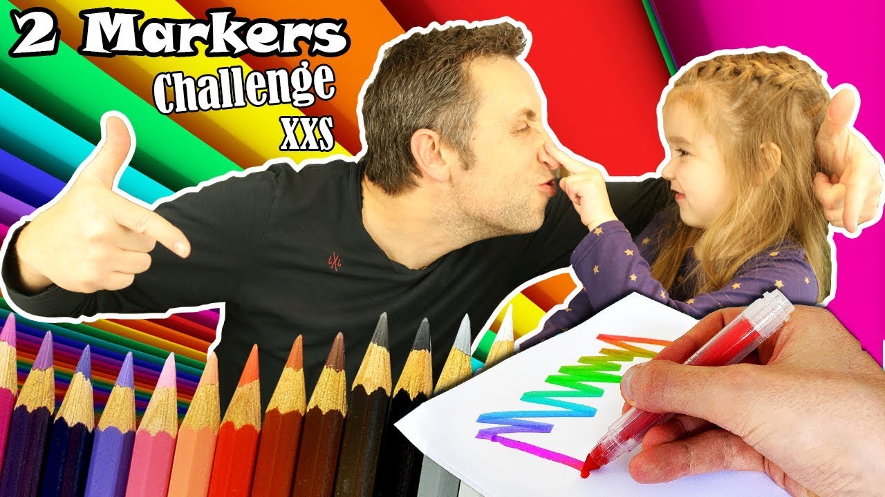 2 MARKER CHALLENGE XXS - Ladybug Georges Pig et Spiderman ! Gros feutres pour petits coloriages !