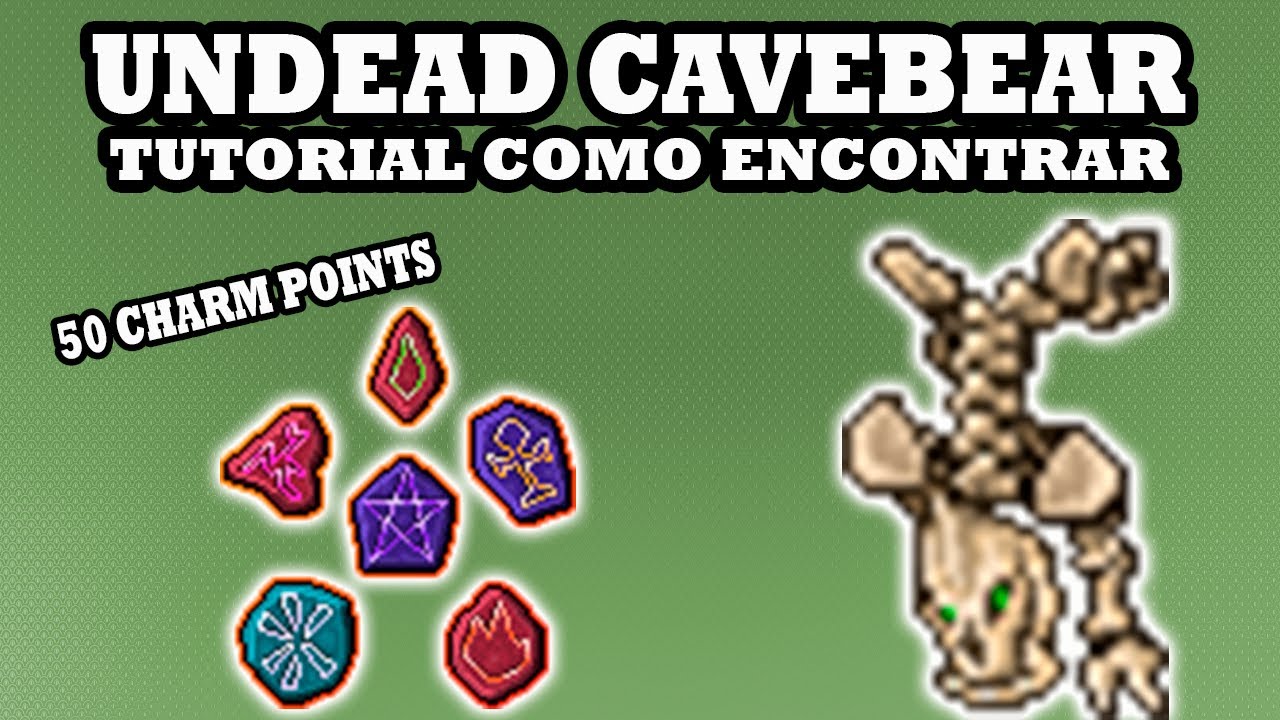 Tibia - Tudo sobre Undead Cavebear, como encontrar para domar ou bestiário, 5 kills 50 pontos