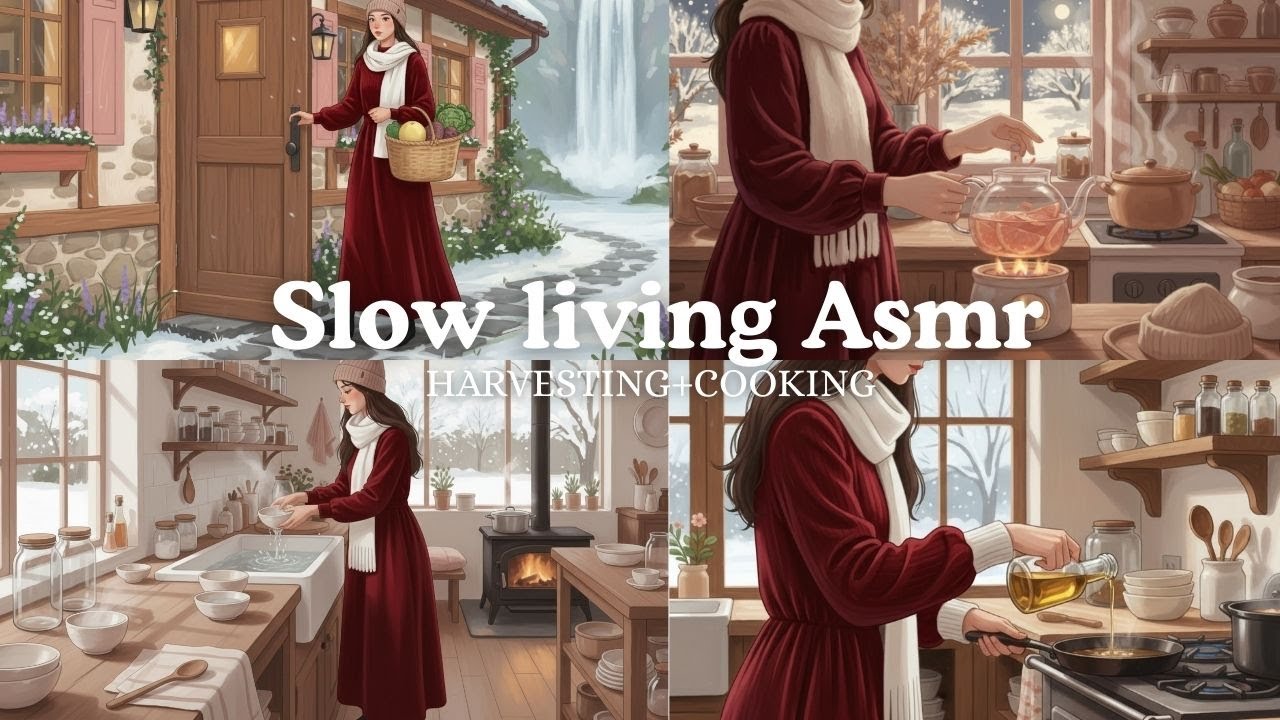 Soft Snow,  Slow living Warm Food & Quiet Life ❄️ | Cozy Winter ASMR | Slow living country side...