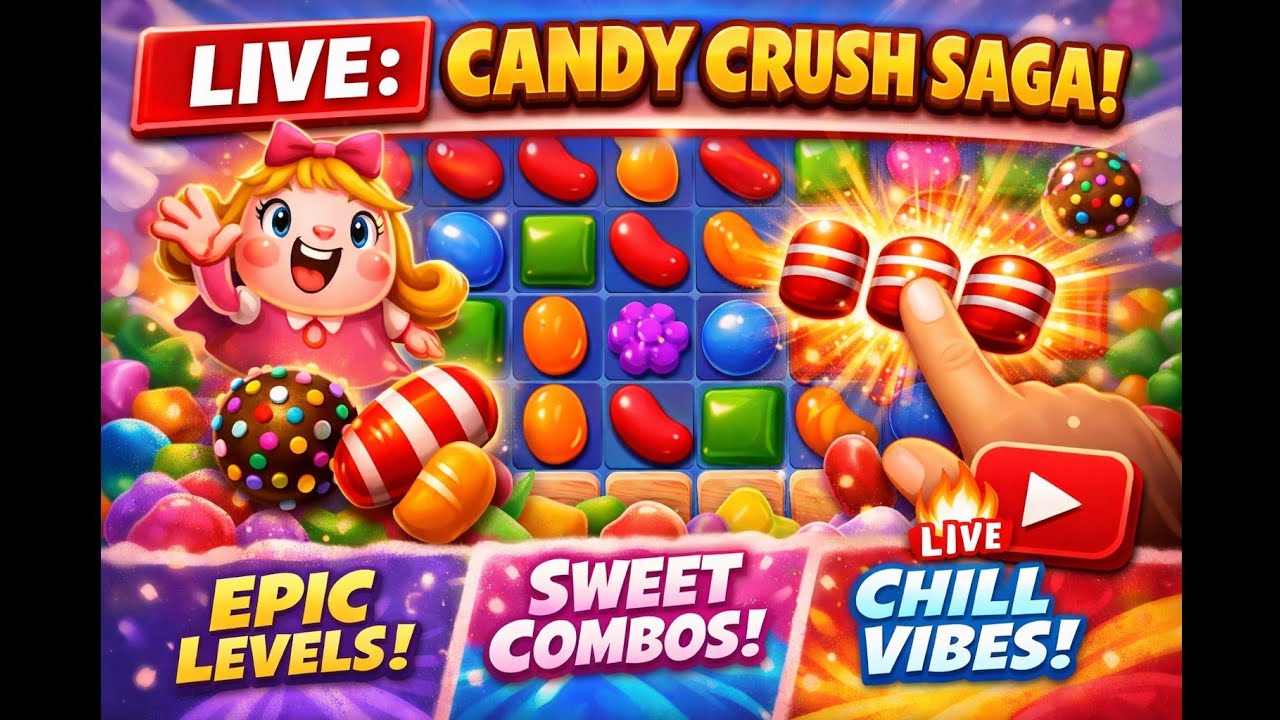 🔴 LIVE: Candy Crush Saga Gameplay | Sweet Combos, Epic Levels & Chill Vibes 🍬