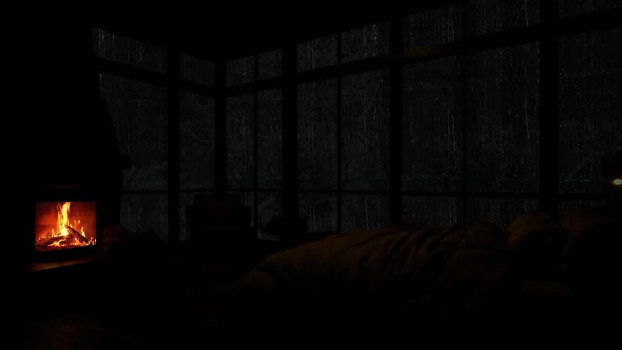 Relax & Unwind: Rainfall and Fireplace Sounds in a Peaceful Cabin Atmosphere 🌧️🔥