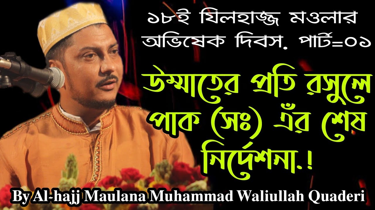 উম্মাতের প্রতি রসুলে পাক (সঃ) এঁর শেষ নির্দেশনা|| By Maulana Muhammad Waliullah Quaderi