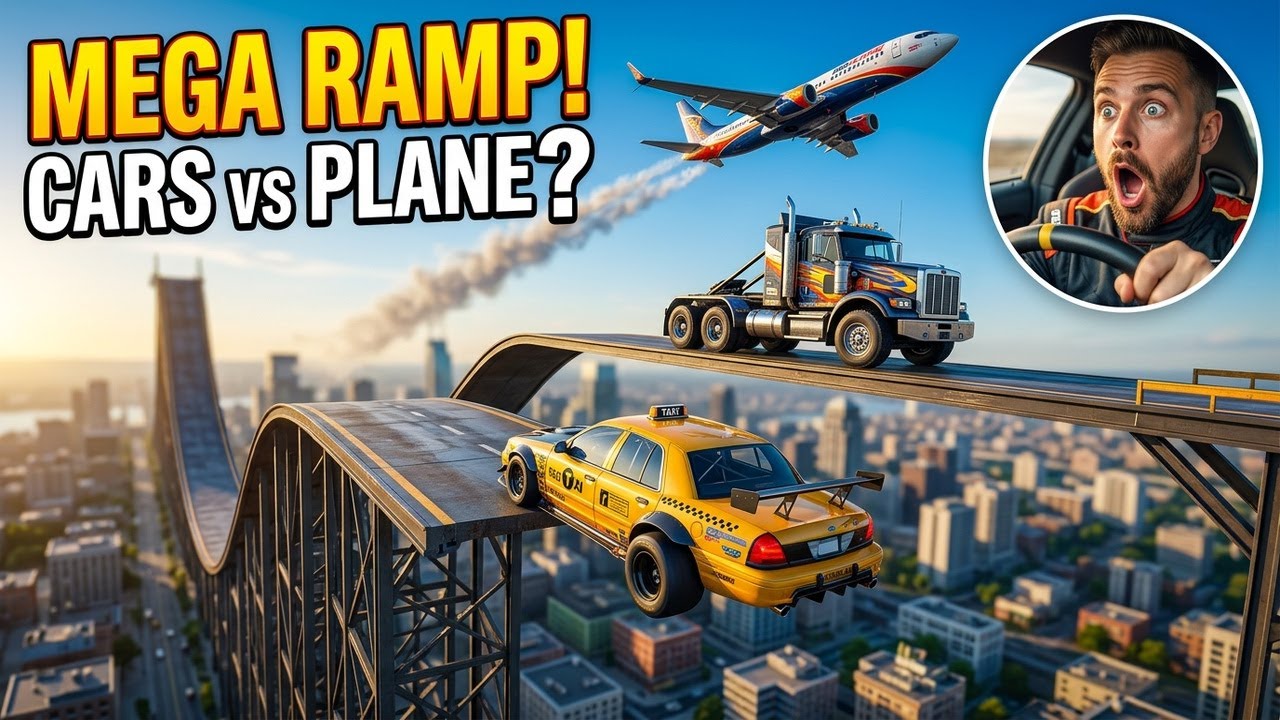 Mega Ramp Racing | Car, Truck, Bus & Airplane Extreme Stunts