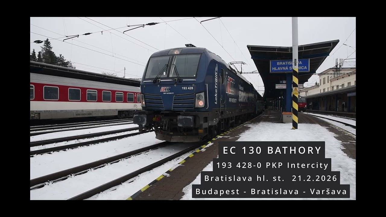 Vlak PKP Intercity Bratislava hlavná stanica 21.2.2026