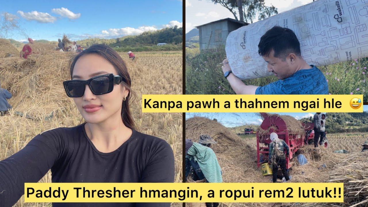 Kan chhungkua in Buh vuakna lamah. Paddy Thresher Machine, #harvesting_technology . #mizovlog -1