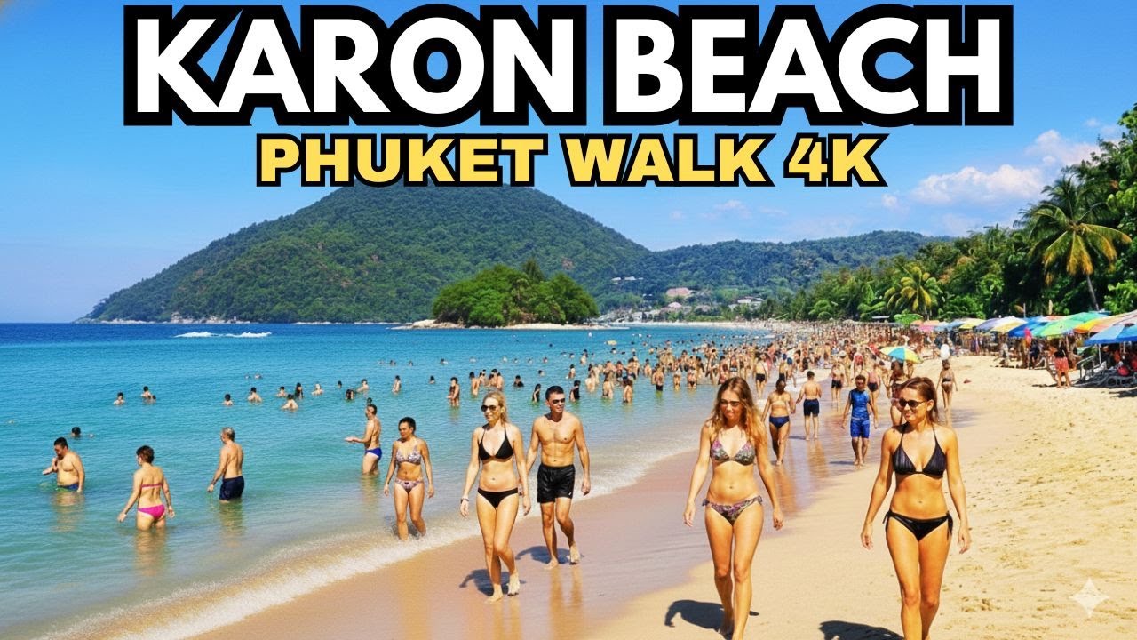 🇹🇭 KARON BEACH Walking Tour | PHUKET THAILAND 4K | Wide Sandy Beach