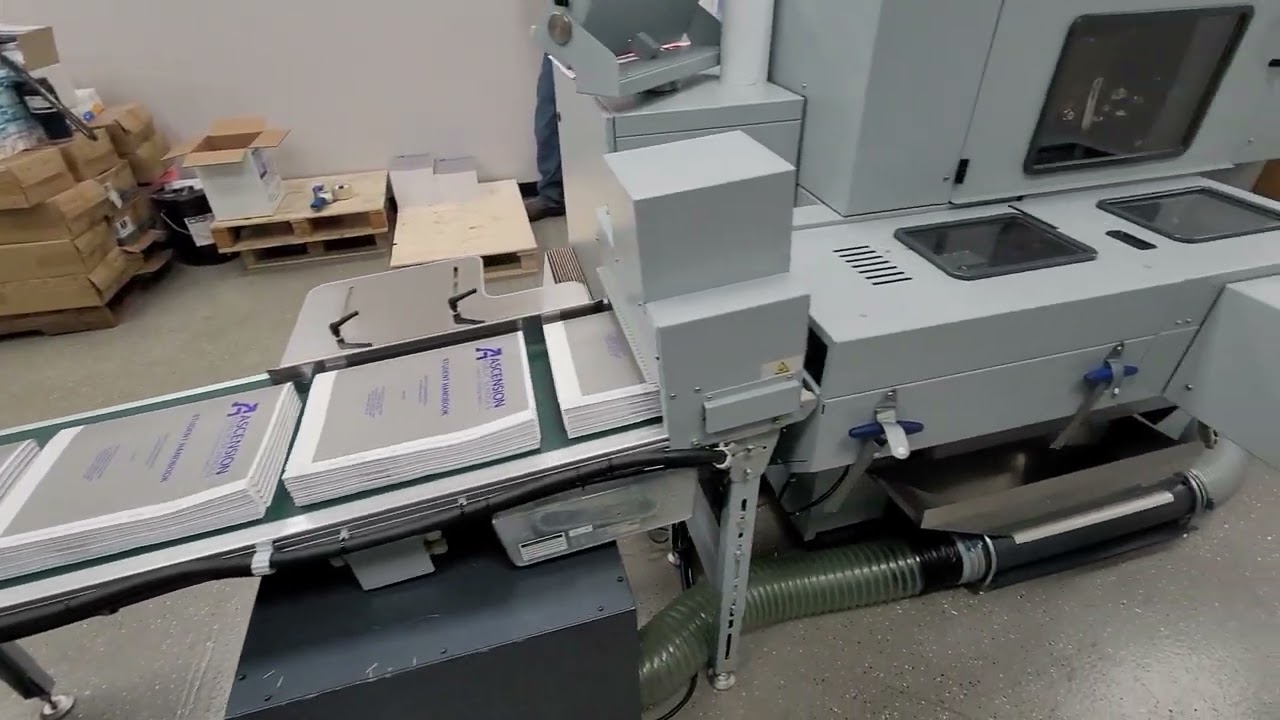 Horizon BQ-500 PUR iCE Binder running in-line with Horizon HT-80 3_Knife Trimmer.