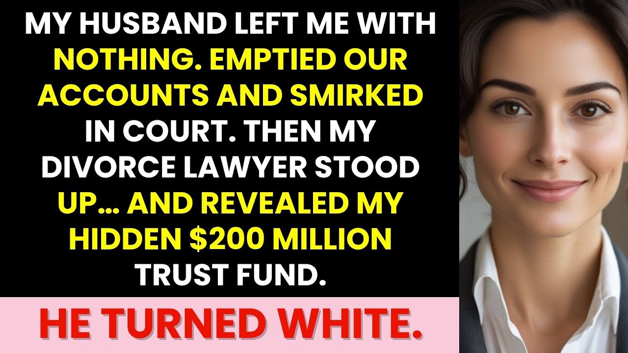 My Husband Left Me Broke—Until the Divorce Lawyer Revealed My Hidden $200M Trust Fund