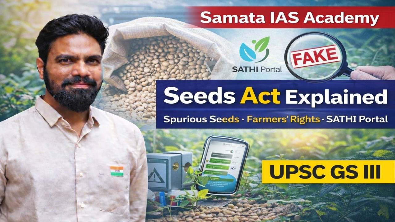 Seeds Act Explained | Action Against Spurious Seeds, Farmers’ Rights & SATHI Portal | UPSC GS III