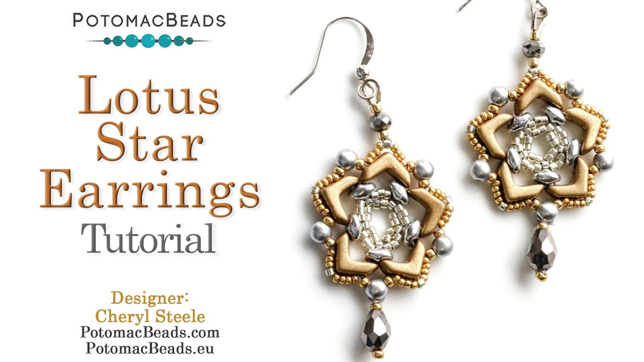 Lotus Star Earrings - DIY Jewelry Making Tutorial by PotomacBeads