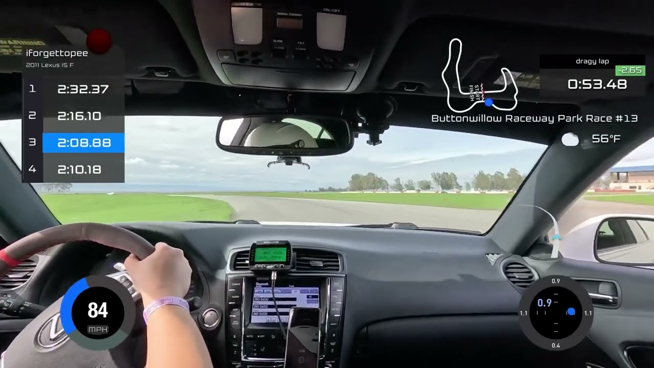 Buttonwillow cw13 Lexus ISF 2:08.88 Turn8