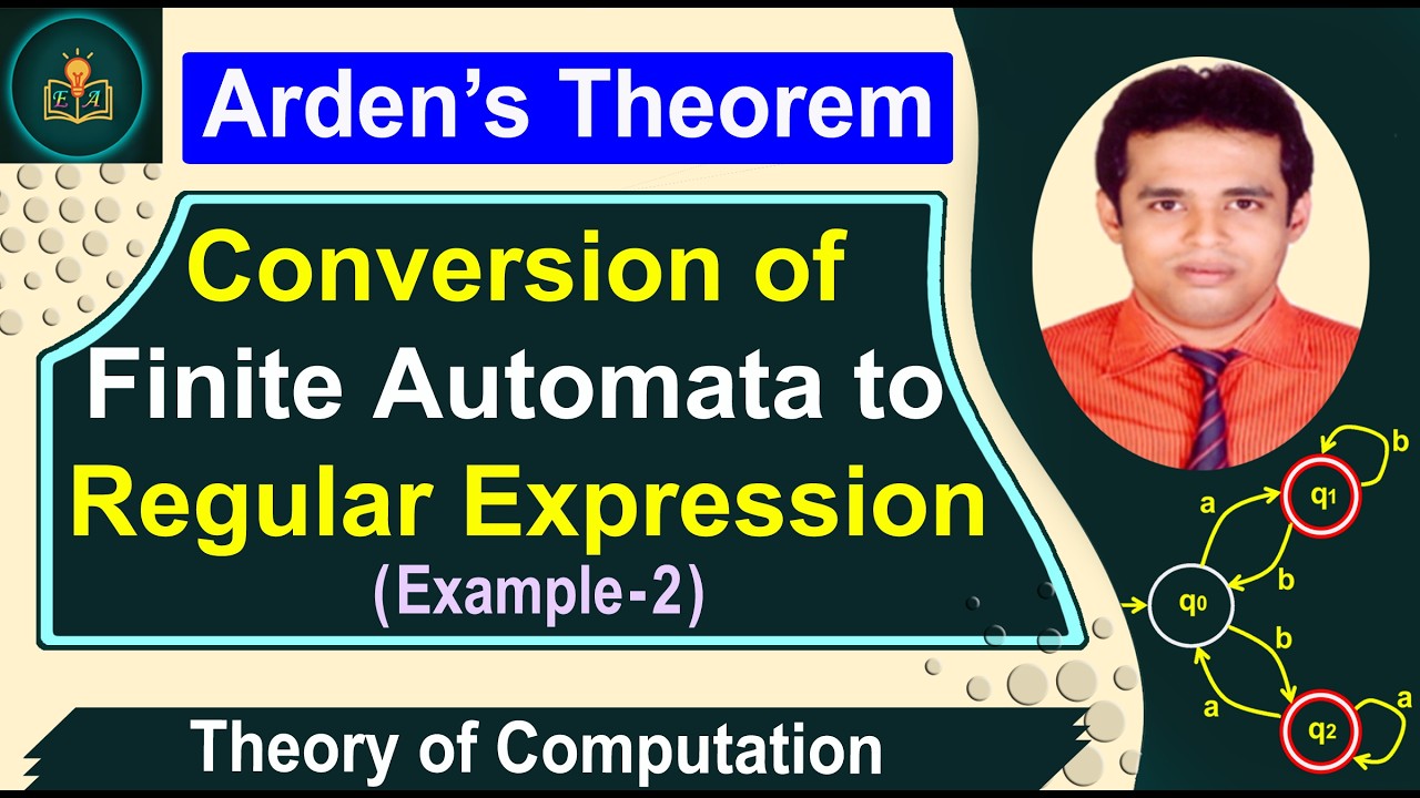 Conversion of Finite Automata to Regular Expression Using Arden's Theorem | FA to RE | Example |TOC