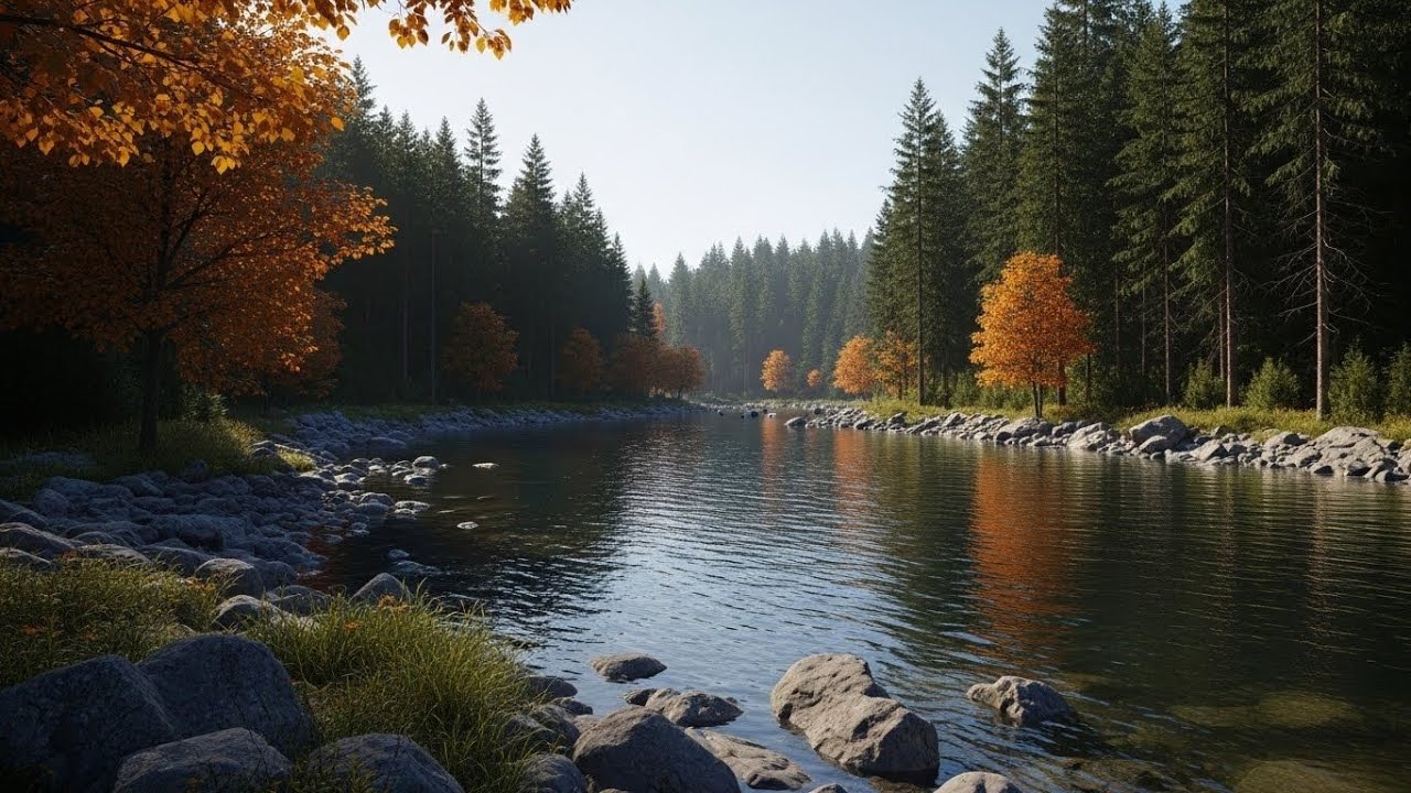 Peaceful Flowing River 🌊 Natural Ambience Sound for Deep Sleep and Stress Relief #416