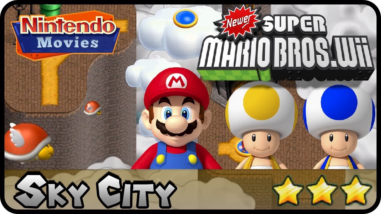 Newer Super Mario Bros. Wii - World C - Sky City (100%, Multiplayer)