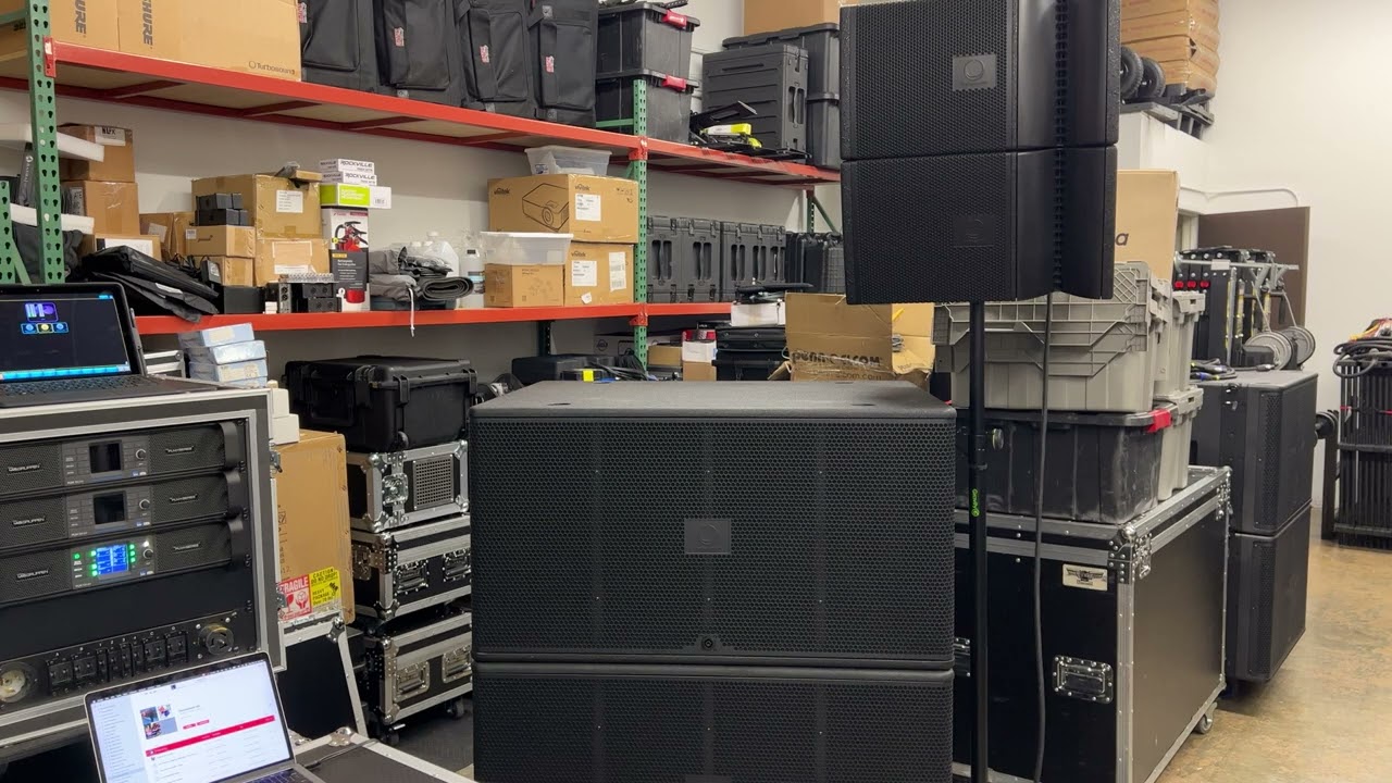 Testing our Turbosound Berlin/Manchester speaker system in the shop