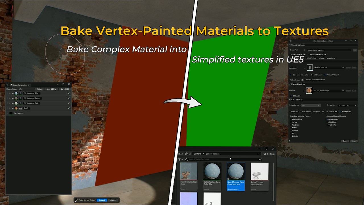 Bake Vertex-Painted Materials to Textures #UnrealEngine5 #UE5 #VertexPainting #gamedev #blender3d
