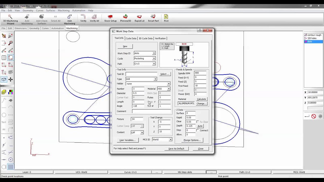 How to create EZ-MILL worksteps from a 2D drawing