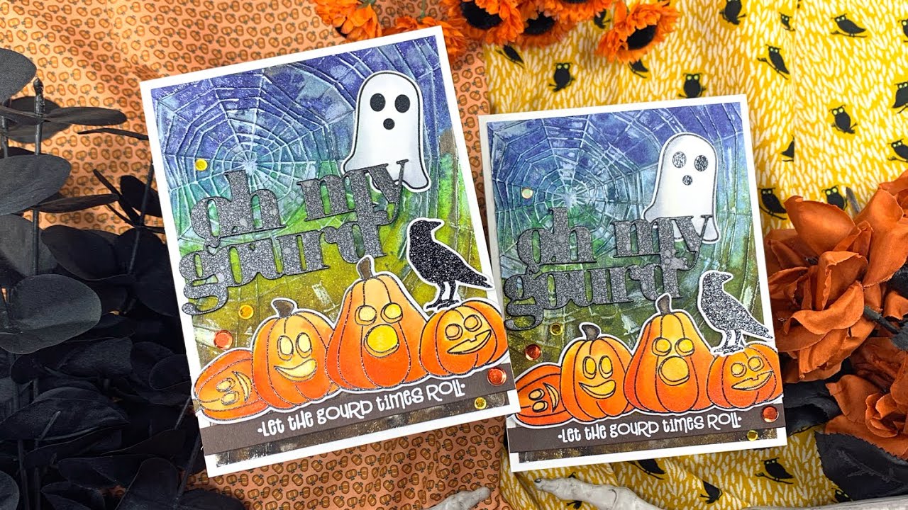 Watercolor with Spray Stains & Mica Stains | AmyR Halloween 2023 Card Series #28