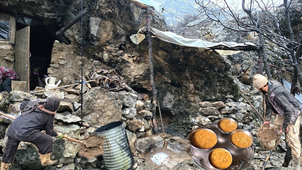 🏔️Пещерная жизнь кочевников в горах: уход за пещерами 🪨, выживание в природе и традиционная кухня🍲