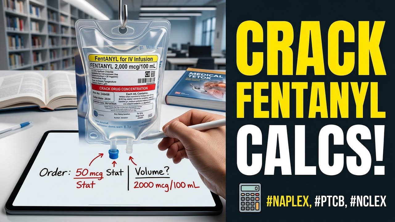 Fentanyl bolus and infusion dosage calculation. #NAPLEX, #PTCB, #FGPEE, #NCLEX