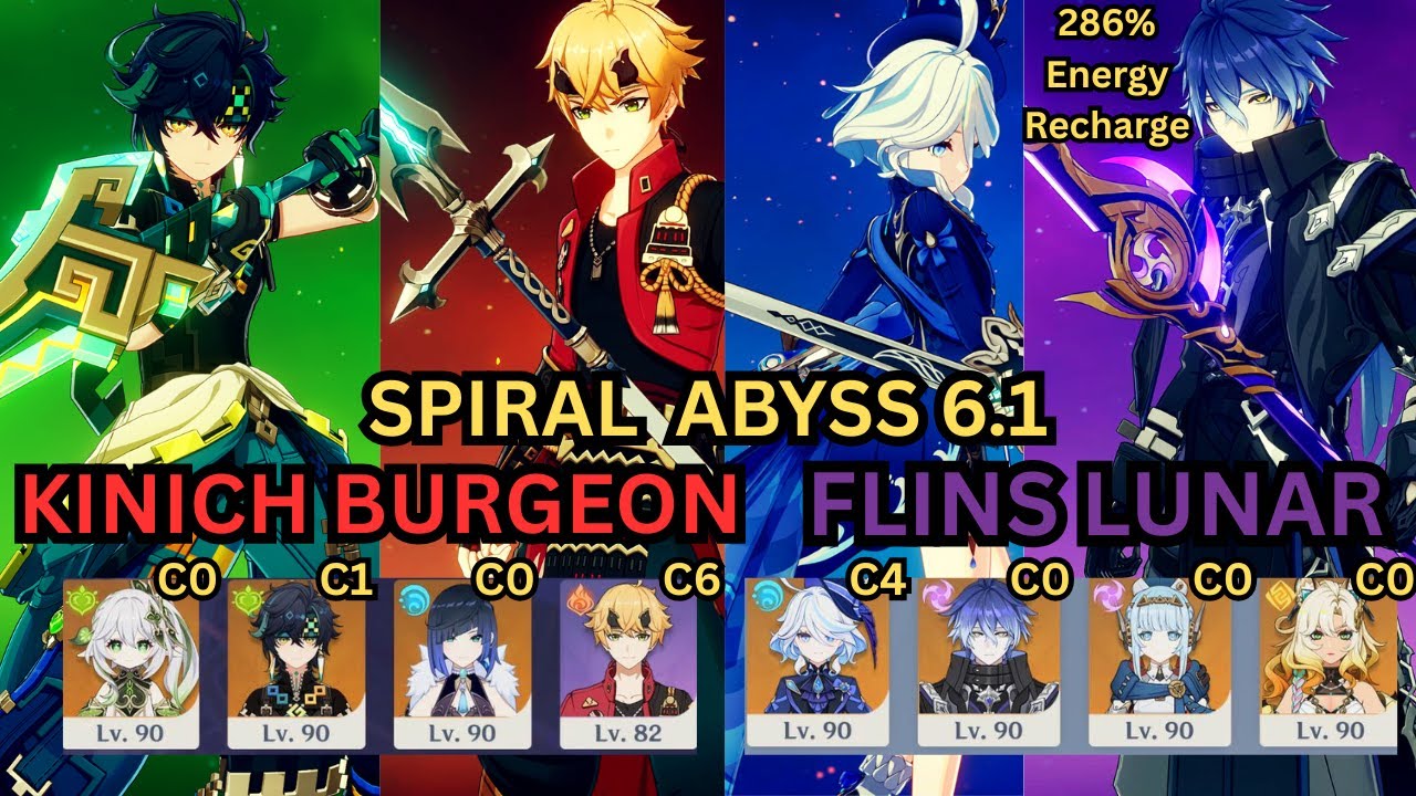 C1 Kinich Burgeon & C0 Flins Emblem (286%E.R) Lunar || |Spiral Abyss 6.1 |  Genshin Impact