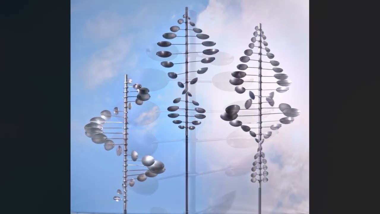 Whitaker Wind Sculpture Double Helix Horizontal in Stainless Steel HiRes