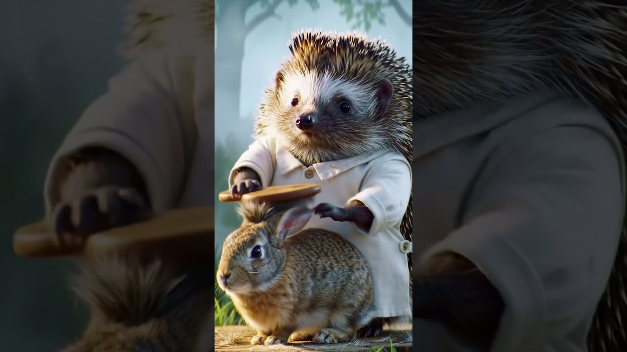 🦔✨ Hedgehog Hair Salon! Wild Makeovers for Bunny, Squirrel & Boar 💇&zwj;♂️🌟#FunnyAnimals #Hedgehog