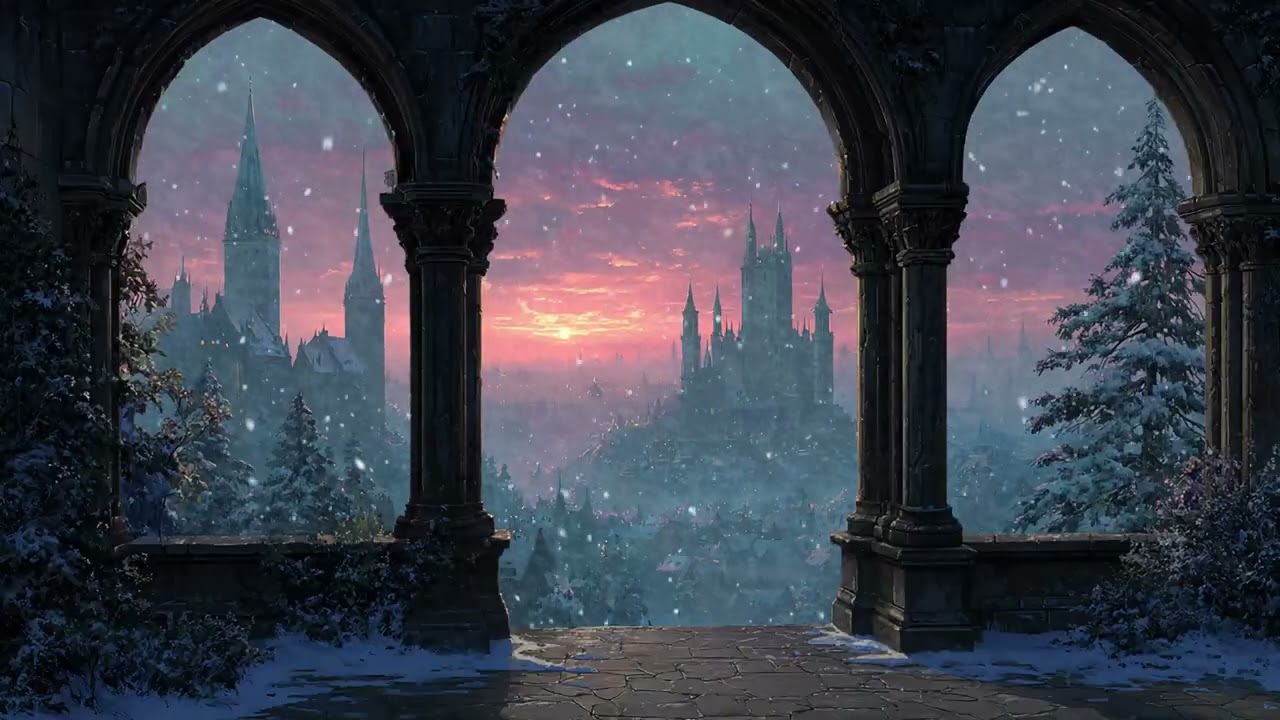 Piano ASMR for Nighttime Insomnia in a Warm Castle as Snow Falls Outside the Balcony