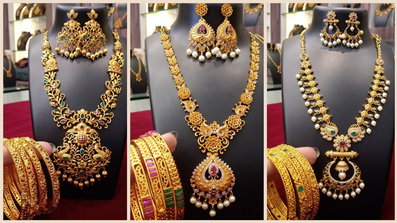 1 Gram Gold Combo Set Necklace+Earring+4 Bangles Collection |Latest Wedding Collections |With Price