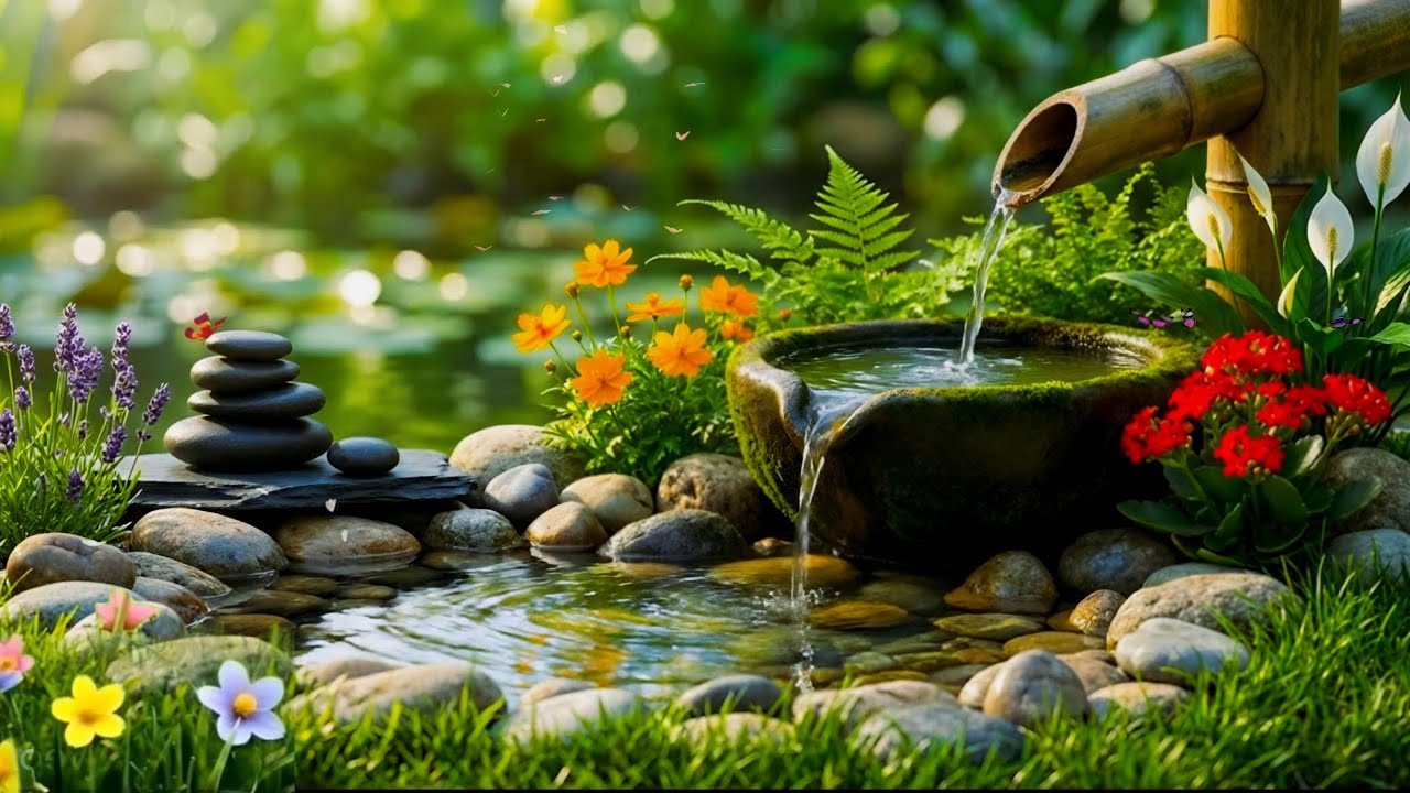 Relaxing Music & Natural Bamboo Water Sounds 🌿 for Peaceful Sleep, Anxiety Relief & Tranquility