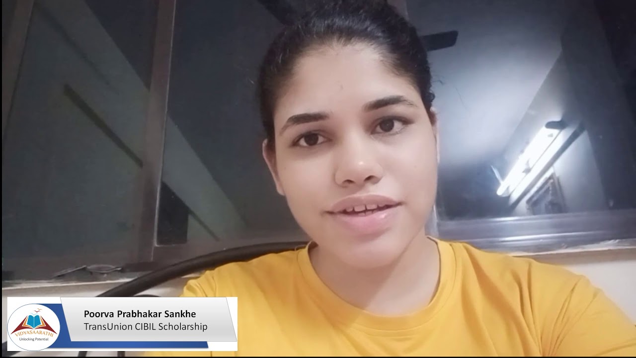 Vidyasaarathi Student Testimonial - Ms. Poorva Sankhe -  TransUnion CIBIL Scholarship Awardee