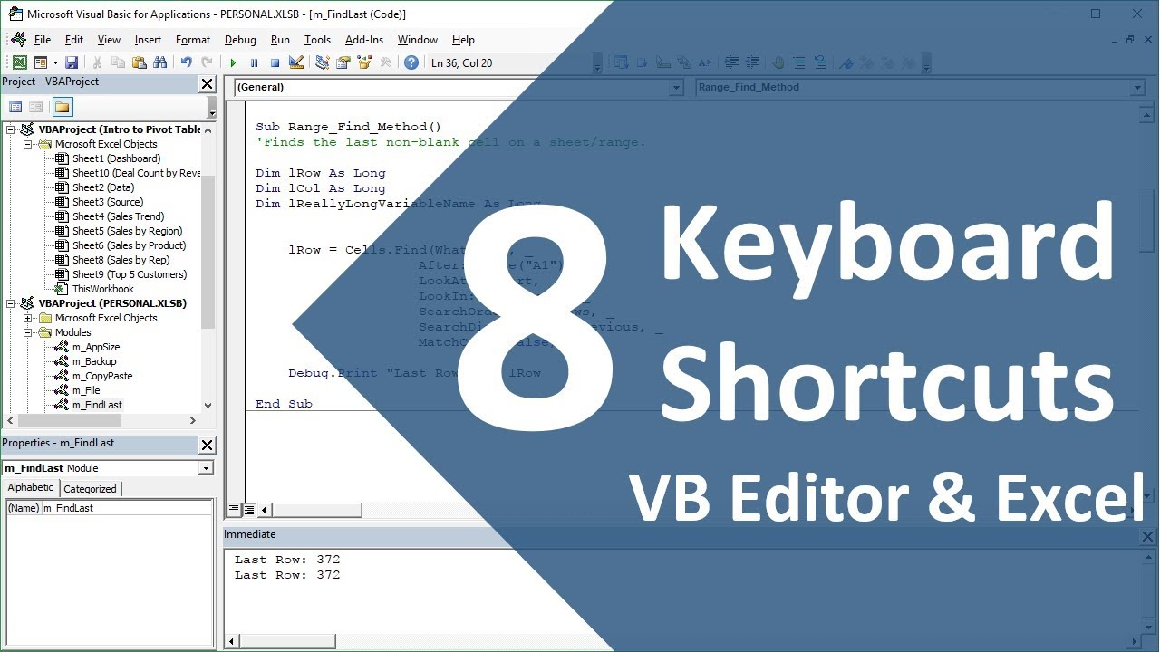8 Awesome Keyboard Shortcuts For The Vba Editor In Excel