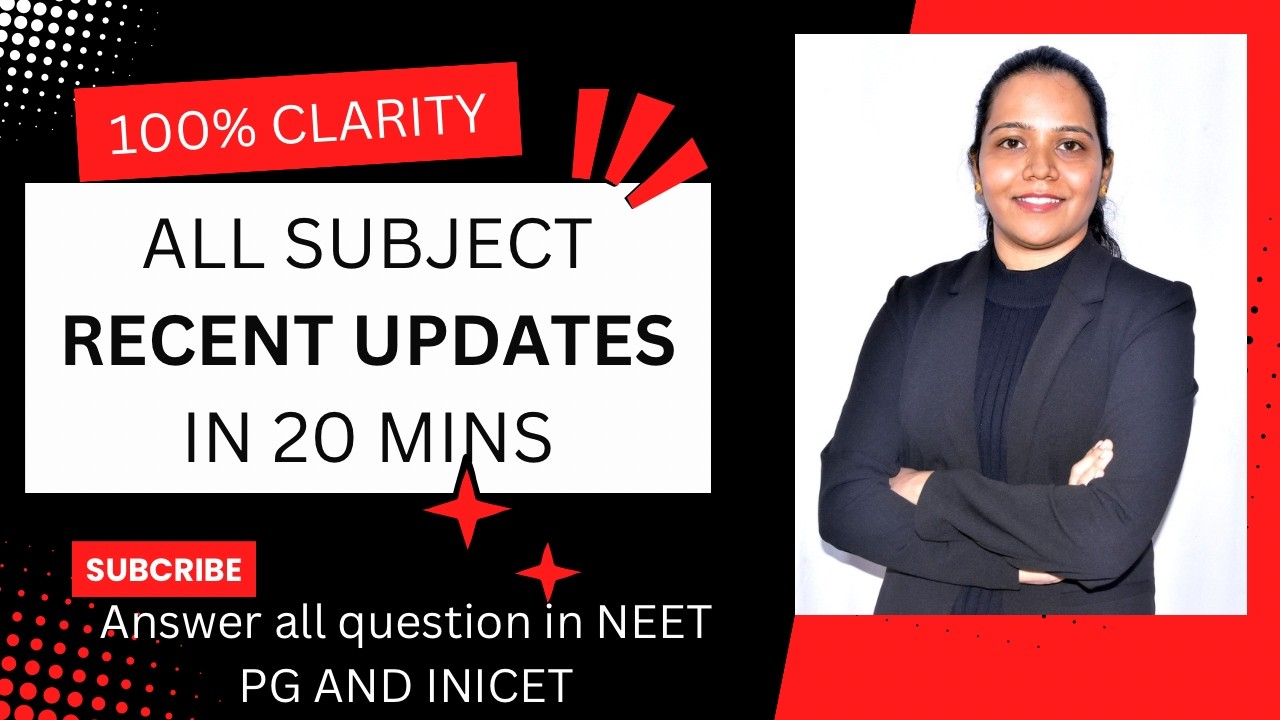 ALL 19 SUBJECT  RECENT UPDATES IN JUST 20 MINS FOR NEET PG AND INICET - MUST WATCH