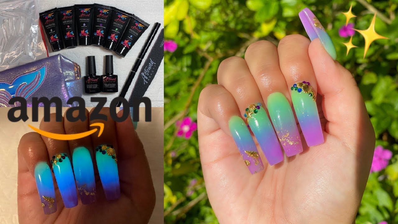 DIY TESTING A NEW POLYGEL KIT BY ASTOUND BEAUTY! 🧜‍♀️✨ Mermaid Nails Tutorial