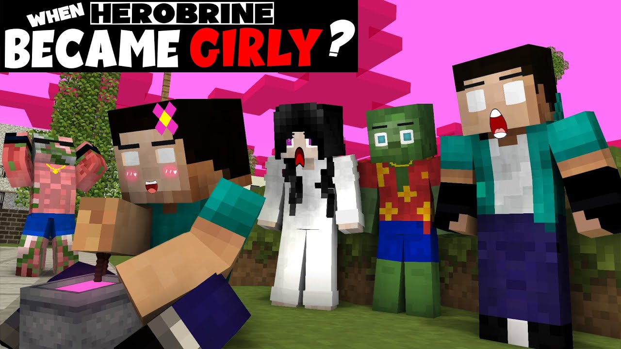 HEROBRINE BECAME GIRL - SUPEEER! FUNNY ANIMATION MINECRAFT MONSTER SCHOOL