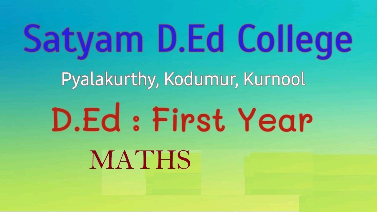 D.Ed : First Year - Maths - Important Topics