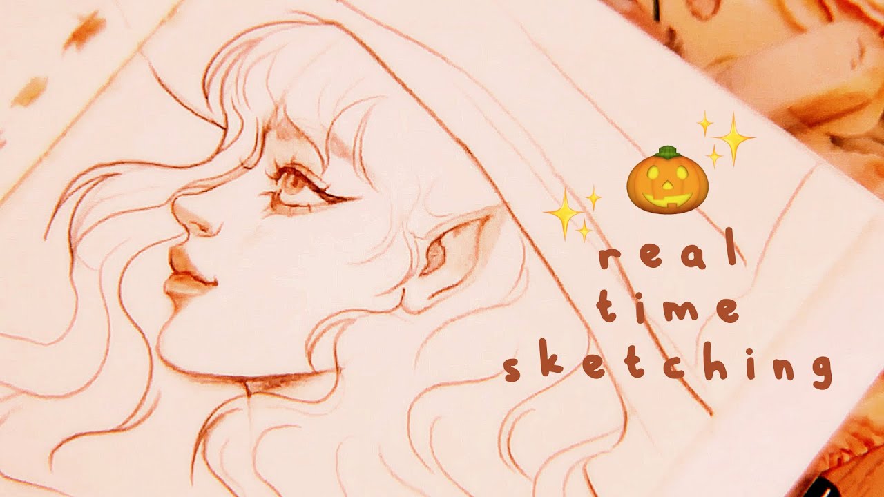 🎃 COZY SKETCHING SESSION 🍁 drawing in real time, pencil sounds, relaxing music