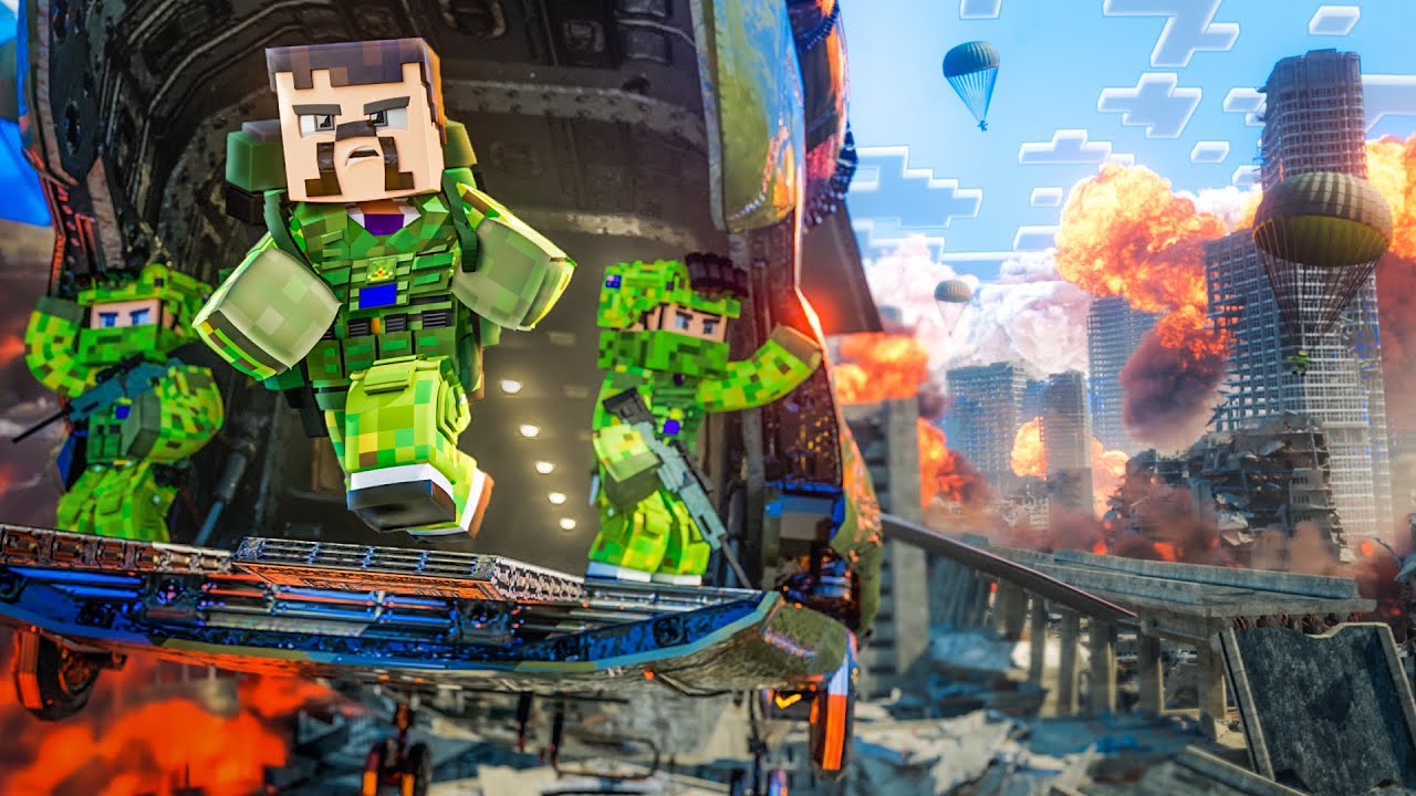 50 Players in a CITY Simulate WAR in Minecraft!