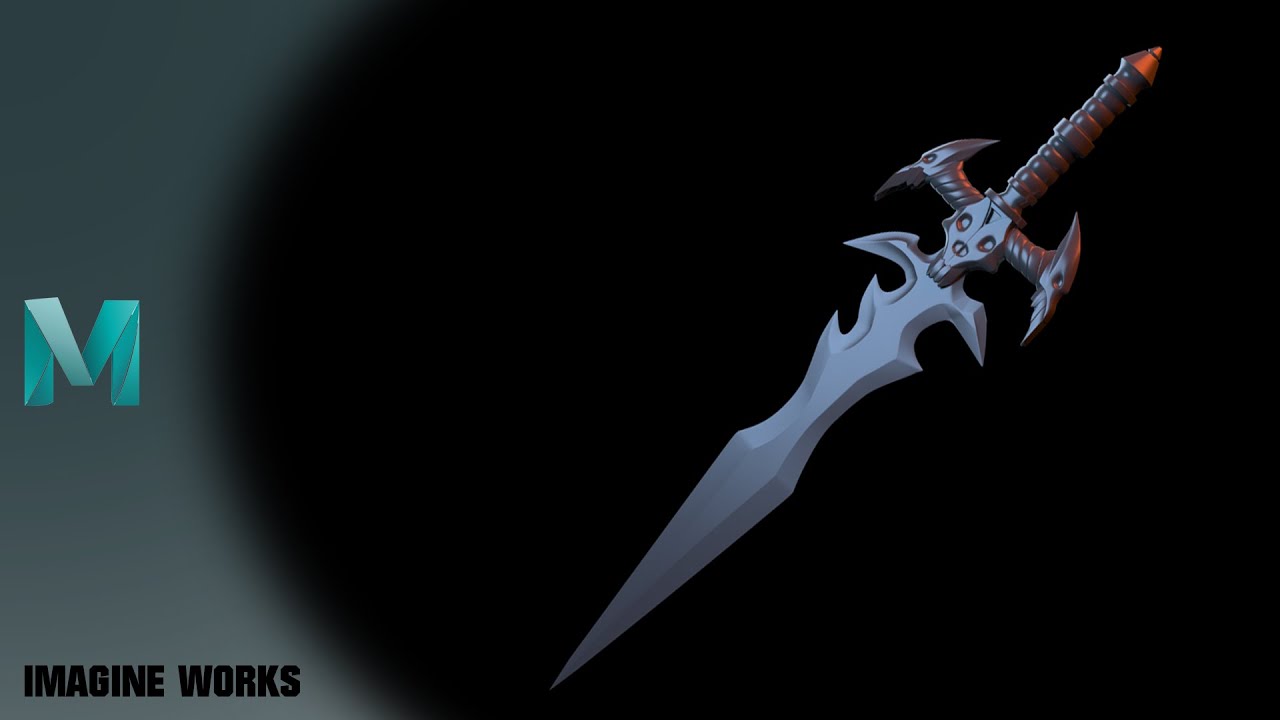 sword 3d model in autodesk maya speed modeling.